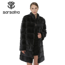 Load image into Gallery viewer, SARSALLYA Rex Rabbit Fur Women Coat  Detachable Overcoat Jacket Warm Winter Women Clothing Natural Fur Female Coat Jacket