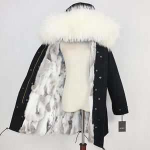 OFTBUY 2019 Winter Jacket Women Real Fur Coat Long Parka Natural Raccoon Fur Collar Rabbit Fur Liner Thick Warm Streetwear New