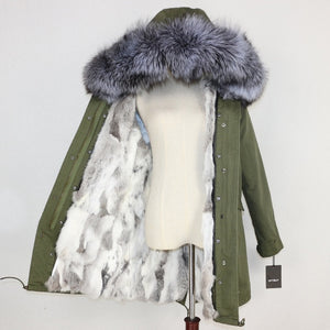 OFTBUY 2019 Winter Jacket Women Real Fur Coat Long Parka Natural Raccoon Fur Collar Rabbit Fur Liner Thick Warm Streetwear New