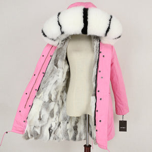 OFTBUY 2019 Winter Jacket Women Real Fur Coat Long Parka Natural Raccoon Fur Collar Rabbit Fur Liner Thick Warm Streetwear New