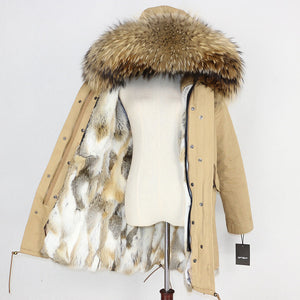 OFTBUY 2019 Winter Jacket Women Real Fur Coat Long Parka Natural Raccoon Fur Collar Rabbit Fur Liner Thick Warm Streetwear New