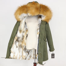 Load image into Gallery viewer, OFTBUY 2019 Winter Jacket Women Real Fur Coat Long Parka Natural Raccoon Fur Collar Rabbit Fur Liner Thick Warm Streetwear New
