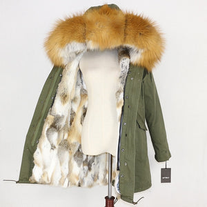 OFTBUY 2019 Winter Jacket Women Real Fur Coat Long Parka Natural Raccoon Fur Collar Rabbit Fur Liner Thick Warm Streetwear New