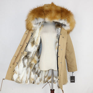 OFTBUY 2019 Winter Jacket Women Real Fur Coat Long Parka Natural Raccoon Fur Collar Rabbit Fur Liner Thick Warm Streetwear New