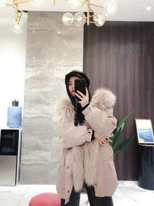 OFTBUY 2019 Real Fur Coat Women Winter Jacket Real Fox Fur Parka Outwear Thick Warm Rex Rabbit Fur Liner Streetwear Fashion New
