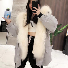 Load image into Gallery viewer, OFTBUY 2019 Real Fur Coat Women Winter Jacket Real Fox Fur Parka Outwear Thick Warm Rex Rabbit Fur Liner Streetwear Fashion New