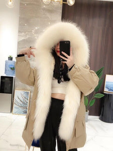 OFTBUY 2019 Real Fur Coat Women Winter Jacket Real Fox Fur Parka Outwear Thick Warm Rex Rabbit Fur Liner Streetwear Fashion New