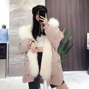 OFTBUY 2019 Real Fur Coat Women Winter Jacket Real Fox Fur Parka Outwear Thick Warm Rex Rabbit Fur Liner Streetwear Fashion New