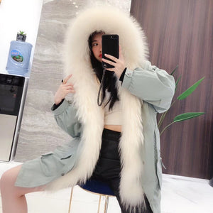 OFTBUY 2019 Real Fur Coat Women Winter Jacket Real Fox Fur Parka Outwear Thick Warm Rex Rabbit Fur Liner Streetwear Fashion New