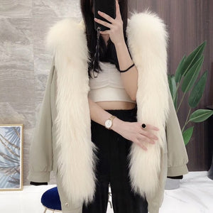 OFTBUY 2019 Real Fur Coat Women Winter Jacket Real Fox Fur Parka Outwear Thick Warm Rex Rabbit Fur Liner Streetwear Fashion New