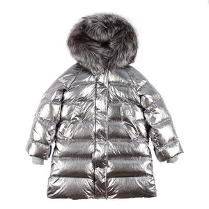 OFTBUY Silver Parka Long Parkas Winter Jacket Women Real Fur Coat Natural Raccoon Fur Duck Down Coat Thick Warm Streetwear Brand